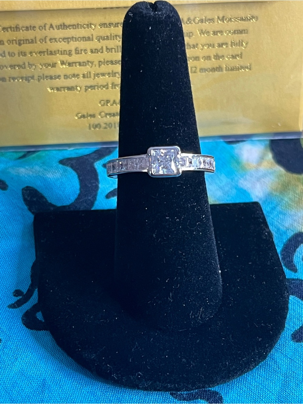 1.70 CTW D Color Princess Cut Moissanite Statement Ring Size 8 GRA DTP